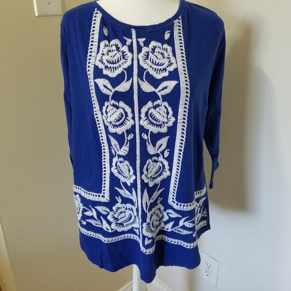 Lucky Brand 3/4 sleeve Boho shirt - Embroidered - M